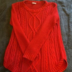Bright red chunky sweater